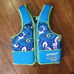 SwimSchool Blue and Green Swim Vest small/med 20-33 lbs